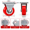 4-Pack Red PVC Swivel Caster Wheels, 1-Inch Furniture Replacement Casters