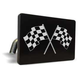 Racing Flags (Design) - Premium Quality Anodized Billet Aluminum Laser Etched UV Resistant Metal Trailer/Tow Hitch Cover for 2" Receivers, Luxury Product for Truck, SUV or Car