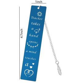 Metal Bookmarks Teacher Appreciation Bookmark Thank You Book Page Marker for Teachers Instructors Birthday Graduation Presents from Student, Blue