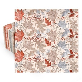 Whaline 80Pcs Fall Leaves Paper Napkins Watercolor Autumn Maple Leaf Disposable Napkins Thanksgiving Luncheon Dinner Table Napkins for Wedding Birthday Harvest Party Supplies