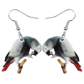 DUOWEI Acrylic White Bonnet Cockatoo Parrot Bird Earrings Dangle Drop Jewellery Cute Gifts for Women Teenager Girls, Acrylic, Sandstone