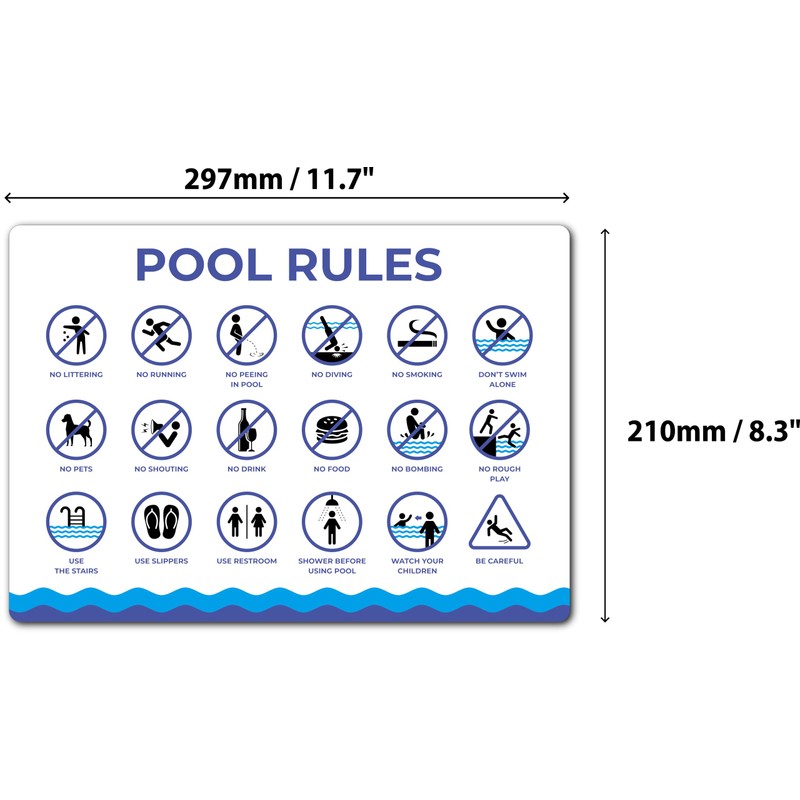 Premium A4 Pool Rules Sign - 3mm Aluminium Composite Panel,