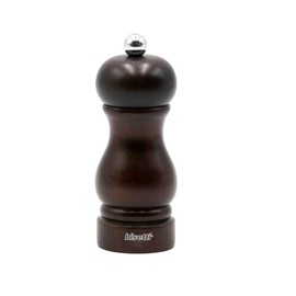 Bisetti Sorrento 5.1 Inch Walnut Stained Beechwood Salt Mill With Adjustable Grinder