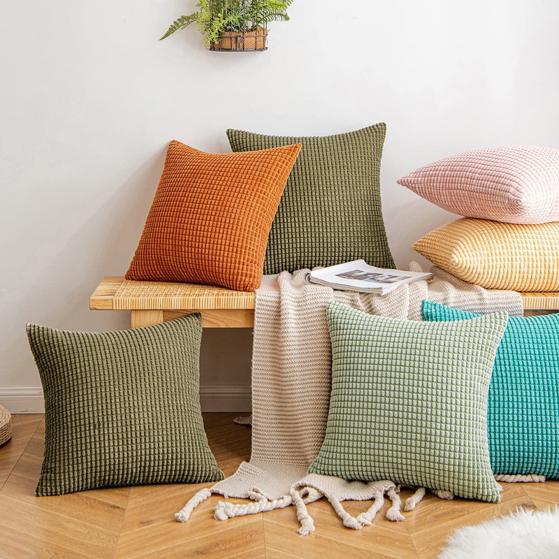 EMEMA Corduroy Granule Throw Pillow Covers Decorative Cushion Covers Square