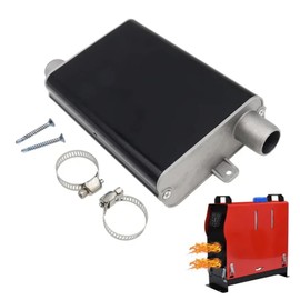 Inscrip Exhaust Silencer, Tail Pipe Muffler, 24mm Heater Exhaust Silencer Terminal Mount Parking Heater Aluminum Alloy Exhaust Silencer Diesel Silencer for Eberspacher/Webasto Diesel Heater (Black S)