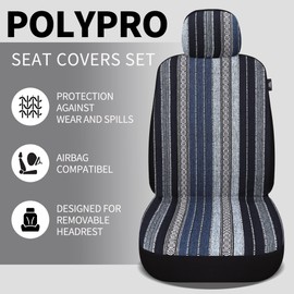 VarCozy Baja Saddle Blanket Seat Covers, Front Seat Covers for Sedan, SUV, Truck, Universal Stripe Colorful Woven Automotive Seat Cover, Breathable, Washable, Airbag Compatible
