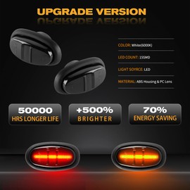 POPMOTORZ Led Fender Side Marker Lights Assembly, 2 Pcs Amber Front Fender Flare Lights & 2 Pcs Red Rear Full Dually Trunk Bed Fender Lamps Kit for Ford F150 Raptor 2016-2020 Trucks/Pickup