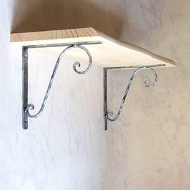 MASOUDI TRADING Shelf Bracket, 7.1 inches (18 cm), Set of 2, L-Shaped Angle, Fashionable Hardware, Antique Silver