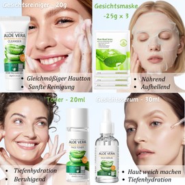 Aloe Vera Skin Care Set Gifts for Women - Skincare Set - Women's Care Set - Soothing & Moisturising Face Care Set - Beauty Set Women with Toner, Serum, Gel, Face Mask