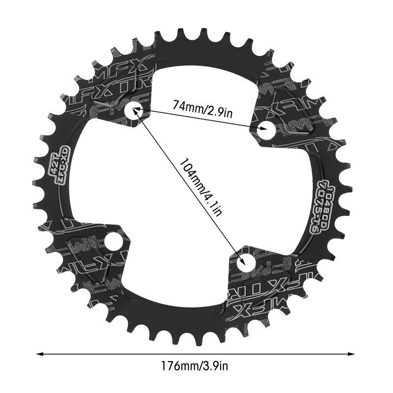 FMFXTR 104BCD Crankset Chainring Aluminum Alloy Positive and Negative 42T