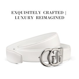 JEKIXHUA Mens Genuine Leather Belt for Men - Adjustable Strap with Gold Buckle, Ratchet Belt for Business & Casual (Silver-2, 24" to 44" Waist Adjustable)