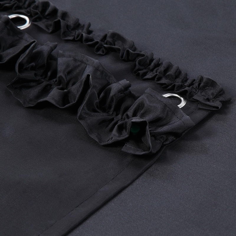 MVSUTA Ruffled Black Modern Polyester Fabric Cloth Bath Shower Curtain,Solid