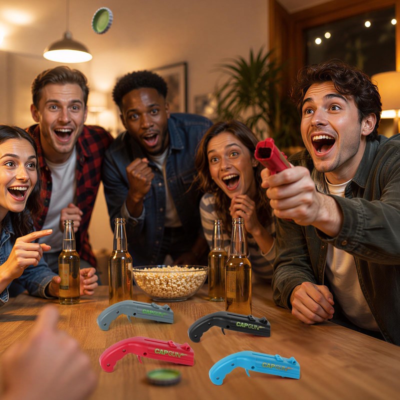 Cap Gun Bottle Opener, 6 Pcs Funny Bottle Cap Gun,