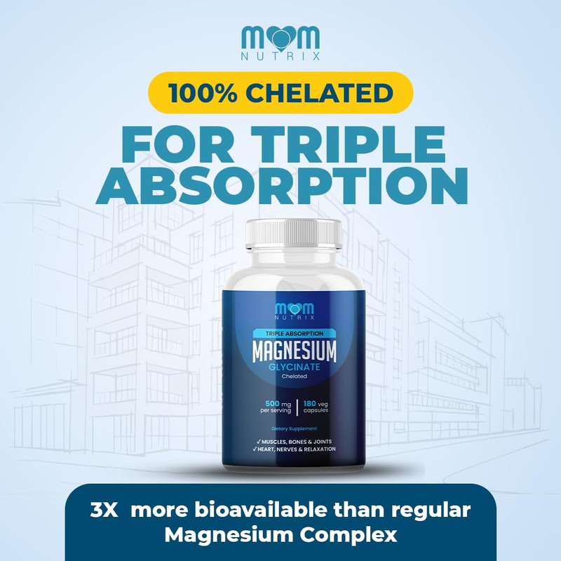 MOM Nutrix Magnesium Glycinate - 500 mg Chelated Triple Absorption