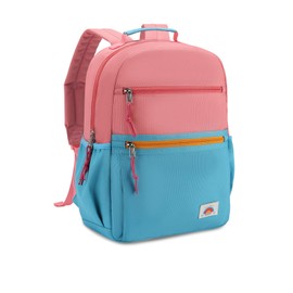 VASCHY Toddler Backpack, Girls School Bag Lightweight Plain Color-block Small Kids Bookbag for Preschool/Kindergarten/Daycare/Travel Pink Blue