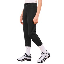 Stelle Girls' Softball Pants Youth Kids Baseball Pants Fastpitch Pants with Pockets Boys Tee Ball (Black, XS)