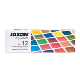 Honsell 89914 Jaxon Watercolour Box with 12 Half Bowls, Metal Box with 12 Fine Artists' Watercolour Paints and Space for 12 Half or 6 Whole Bowls