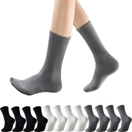 GLENMEARL Pilates Socks with Grips for Women, 6 Pairs Yoga Socks for Women Non Slip, Grip Crew Socks for Pilates, Ballet, Exercise, Dance Workout