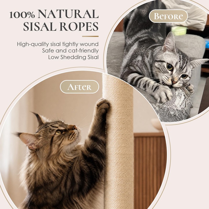 Pawalaya 35 Inch Cat Scratching Post, Eucalyptus Sisal Rope Cat