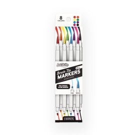 ArtSkills Dual Tip Fine & Brush Tip Markers for Adult Coloring, Brush Markers 8-Count