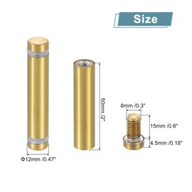 uxcell 4 Pcs Standoff Screws, 1/2" x 2.36" Stainless Steel Double Head Advertising Screws Wall Standoff Mounts Hardware for Acrylic Glass Sign Holder Wine Glass Rack, Gold