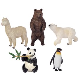 Simba Toys Wild Animals Set – 5-Piece Wildlife Figurine Collection (Brown Bear, Polar Bear, Llama, Panda, Penguin) | Toy Animal Figures, Ages 3 and Up