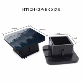 Beabes Rubber Hitch Tube Cover Foggy Forest Misty Mountain Spruce Trees Morning Standard 2" Trailer Hitch Receiver Covers for Man Woman, Tow Hitch Covers for Pickups Trucks Cars