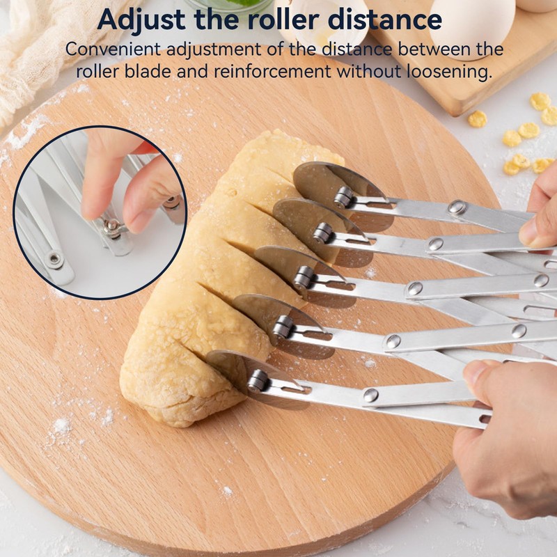 Pastry Cutter, Stainless Steel Dough Cutter 5 Wheel Pastry Cutter