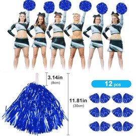 FGen 12pcs Cheerleading Pompoms for Girls Cheerleading Pompoms Multicolor Pompoms for Girls Cheer Leader for Sports Game Stage Performance
