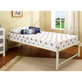 K and B Furniture Co Inc White Metal Twin Size Platform Bed Frame