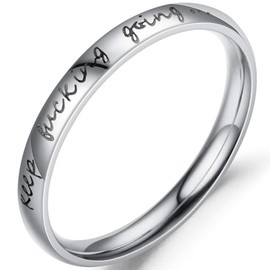 Jude Jewelers Stainless Steel Stackable Keep Fucking Going Inspirational Graduation Ring (Silver, 9)