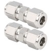 2Pcs 316 Stainless Steel Compression Fitting Straight DoubleFerrule Tube Adapter(Ф10