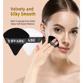 12Pieces Powder Puff, YBVABE Triangle Velour Makeup Puff | 6White & 6Black | Soft Body Face Cosmetic Foundation Sponge Pure Powder Puff for Loose Powder Mineral Powder Body Powder Makeup Tool