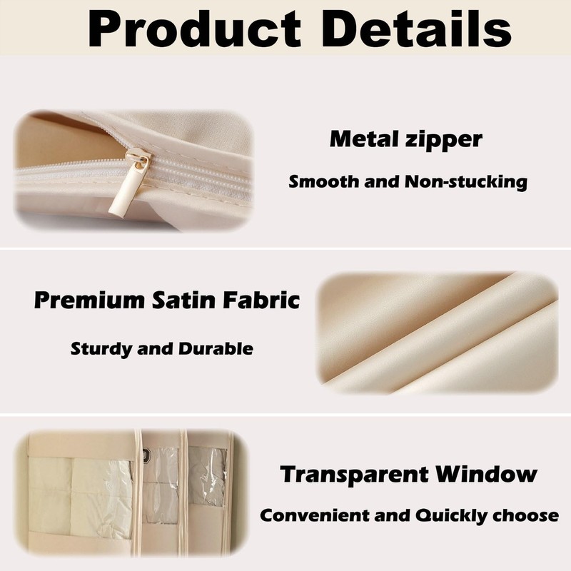 ARAINY Space Saving Hanging Garment Bag with Self Compression Zipper,