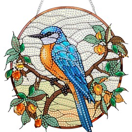 SKRYUIE Hanging Diamond Art Kits for Adults Bird, DIY Window Pendant Diamond Painting Kit Sun Catcher, Special Shaped Crystal Acrylic Double Sided, Porch Outdoor Spring Ornament 7.91 x 7.76 Inch