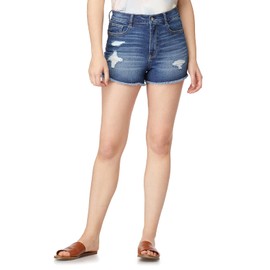WallFlower Women's Juniors Destructed InstaVintage Mom Shorts in Ezra, 11