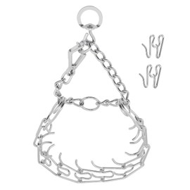 Adjustable Stainless Steel Collar for Dogs, Quick Release Buckle, Training Collar for Small Medium Large Dogs, Helps Prevent Dogs from Pulling (3.8mm, Neck Size 18"-22.5")