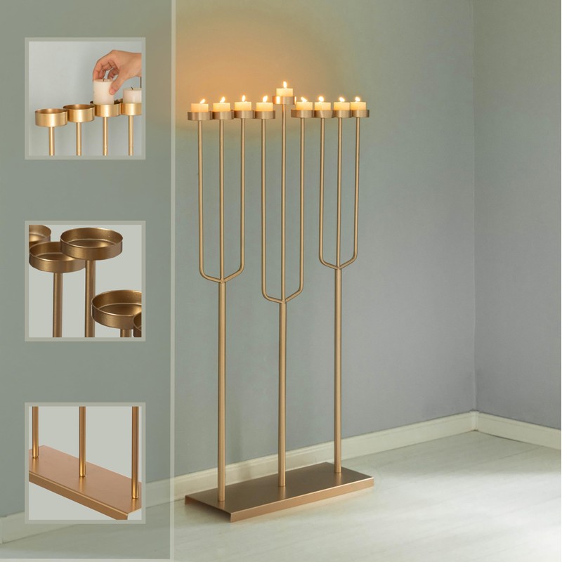 Modern Design Hanukkah Menorah Exceptional presentational Piece, 9 Branch Tea