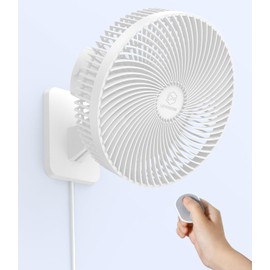 LEMOISTAR 10 Inch Wall Mounted Fan with Remote Control, 90° Oscillating, 4 Speeds, 4 Timer, Adjustable Tilt, 70 Inch Cord, Quiet, for Bedroom Garage RV Office Home Patio-White