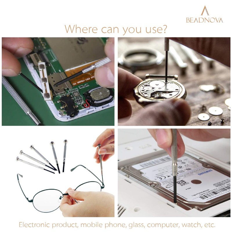 BEADNOVA Eyeglass Screwdriver Mini Screwdriver Set Watch with Case Screwdriver