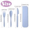 4 Sets Wheat Straw Cutlery,Portable Travel Spoon Fork Knife,Reusable Eco-Friendly