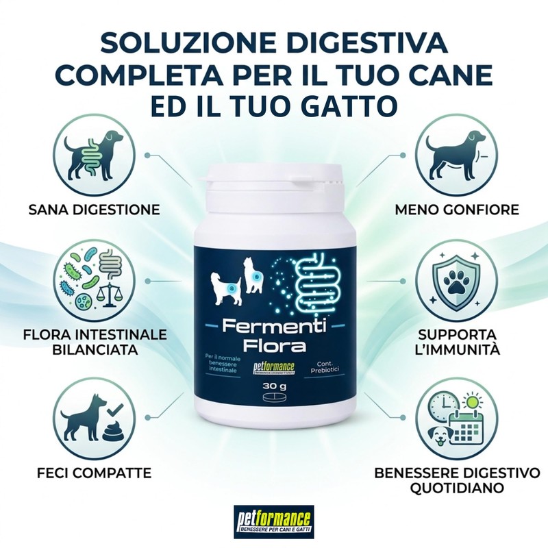 FERMENTIFLORA - Probiotici per Cani Appetibili, Fermenti Lattici Cani e