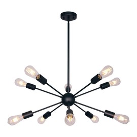 BONLICHT Sputnik Chandelier 10 Light Black Modern Pendant Lighting Industrial Vintage Ceiling Light Fixture UL Listed