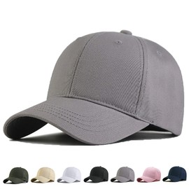 Rf Men's Cap, Large Size, Deep, Extra Large, 23.6 - 26.8 inches (60 - 68 cm), Deep (100% Cotton), Unisex, Stylish, Cool, Brim Length, Popular,, grey/solid