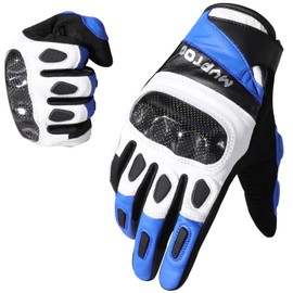 WTACTFUL Carbon Knuckle Motorcycle Gloves for Men and Women Full Finger Touchscreen Motorbike Gloves for BMX ATV MTB Riding Road Racing Motocross Blue XL