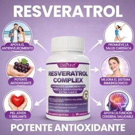 Gwynne Resveratrol Supplement 1800 Mg Complejo Antioxidante 90 Cápsulas,píldoras De Resveratrol Para Envejecimiento Saludable,apoyo A La Salud General
