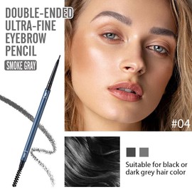 Waterproof Eyebrow Pencil,Ultra-Fine Mechanical Pencil with Spoolie Brush,Eyebrow Pencil Soft Textured,Easy to Color,Draws Tiny Brow Hairs and Fills in Sparse Areas,Create Natural Eye Brow,Gray