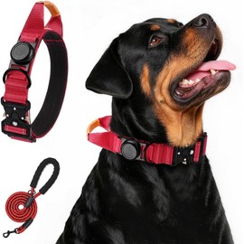Collar Táctico para Perros - Seguridad y Comodidad en Tus Paseos,Collar de Perro Resistente y Ligero (Rojo, M)