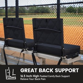 Sheenive Stadium Seats for Bleachers with Back Support, Bleacher Seats with Backs and Cushion Wide, Padded Portable Folding Comfort Stadium Chair with Shoulder Strap, Perfect for Sports Events, Purple