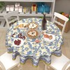 Yellow and Blue Floral Tablecloth Round 60 Inch Farmhouse Boho